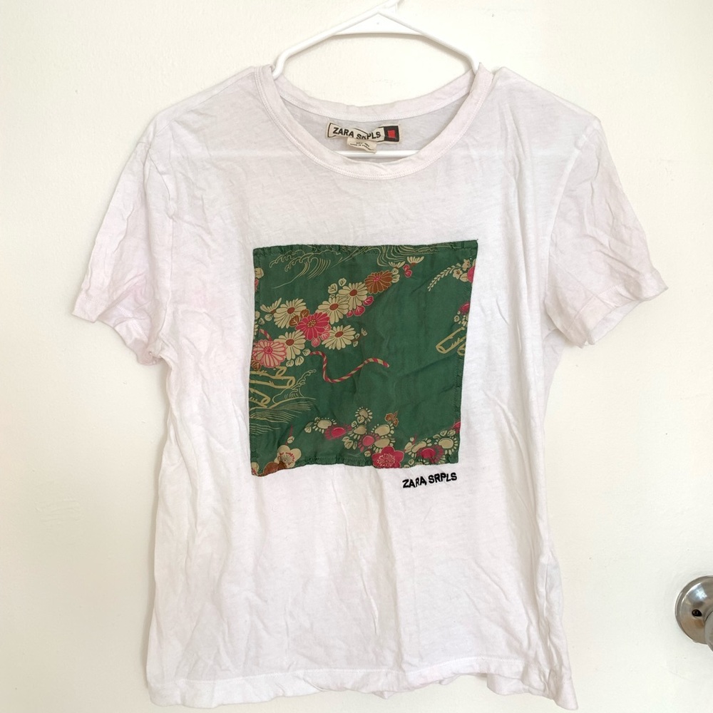 White Short Sleeve Tee by Zara Srpls Size S